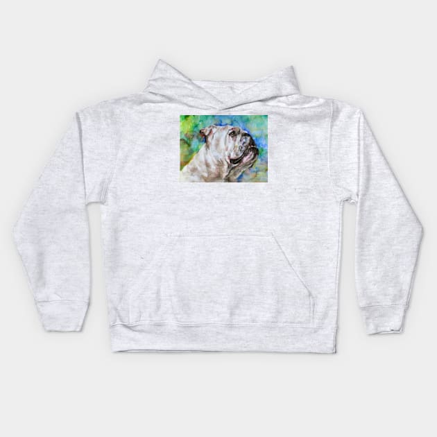 BULLDOG - watercolor portrait .3 Kids Hoodie by lautir